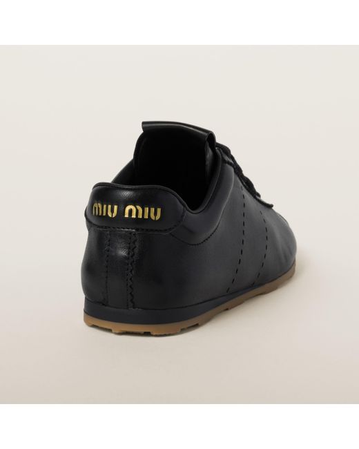 Miu Miu Black Plume Nappa Leather Sneakers