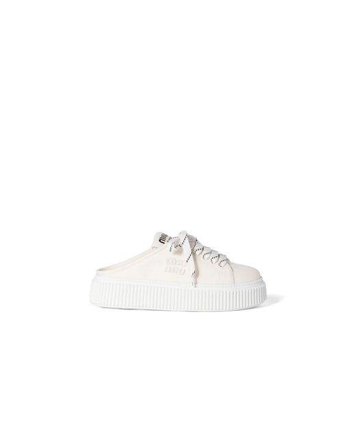 Miu Miu White Denim Sneaker Mules