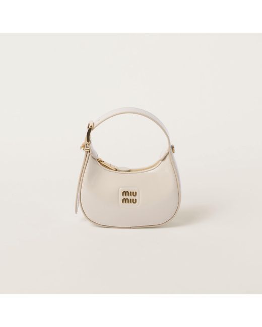 Miu Miu Natural Patent Leather Hobo Bag