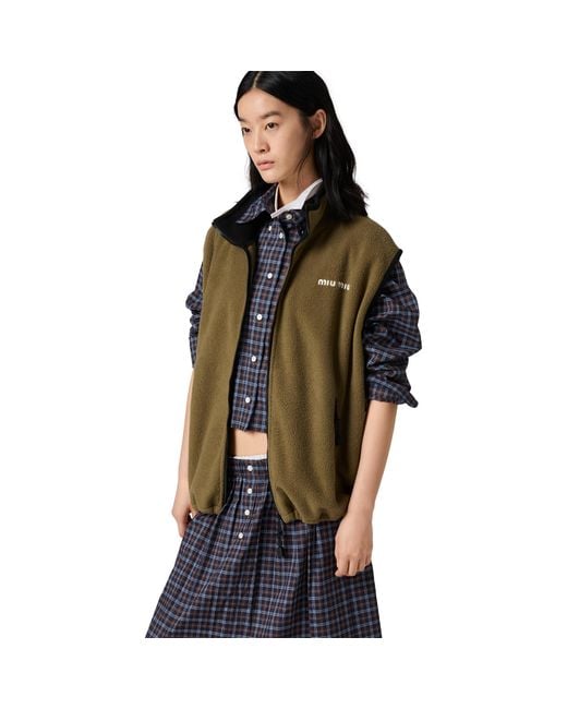 Miu Miu Green Fleece Zipper Vest
