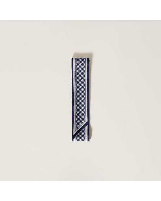 Miu Miu White Printed Silk Twill Scarf