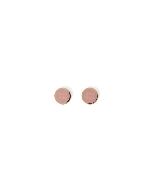 Miu Miu Pink Enameled Metal Earrings