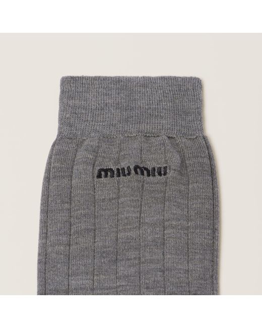 Miu Miu Gray Silk Socks