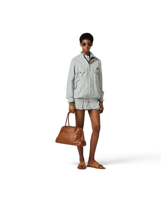 Miu Miu Gray Checked Technical Fabric Blouson Jacket