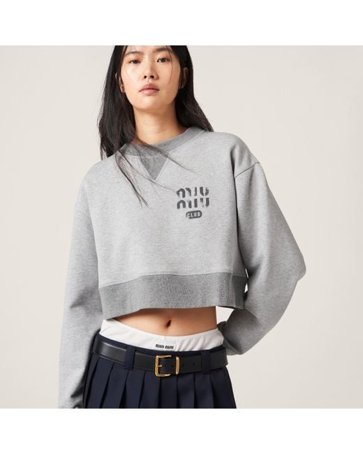 Miu Miu Gray Cotton Fleece Sweatshirt