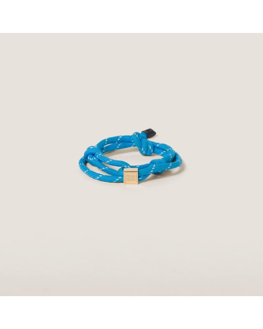 Miu Miu Blue Cord And Nylon Bracelet