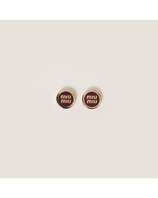 Miu Miu Pink Enameled Metal Earrings