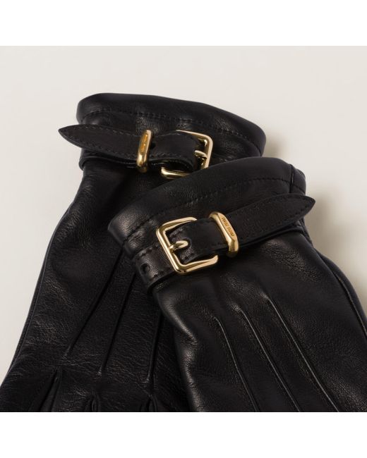 Miu Miu Black Nappa Leather Gloves
