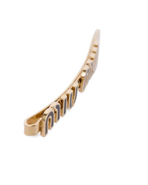 Miu Miu Black Enameled Metal Hair Clip