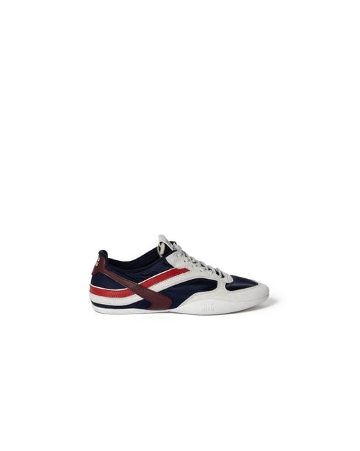 Miu Miu Blue Gymnasium Technical Fabric And Suede Sneakers