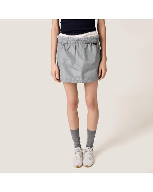 Miu Miu Gray Technical Silk Miniskirt