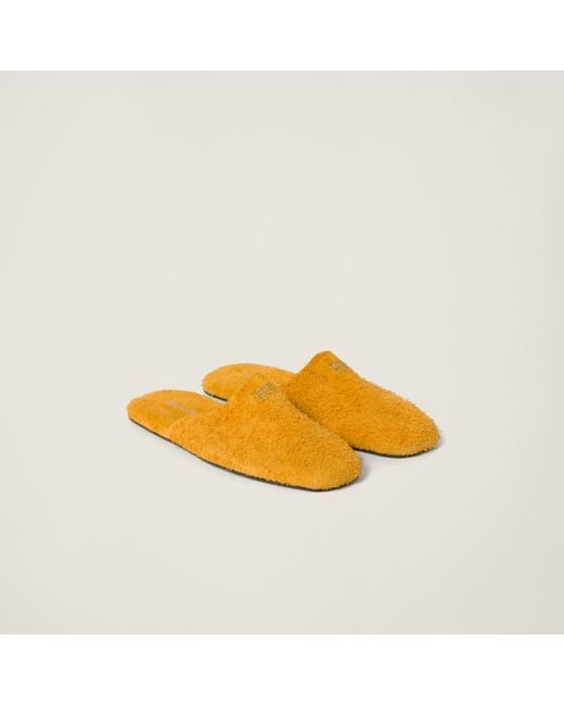 スリッポン MIUMIU MUSTARD SUEDE SLIPPERS Miu Miu Mustard Suede Slippers | italist