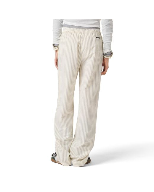 Miu Miu White Striped Poplin Pajama Pants