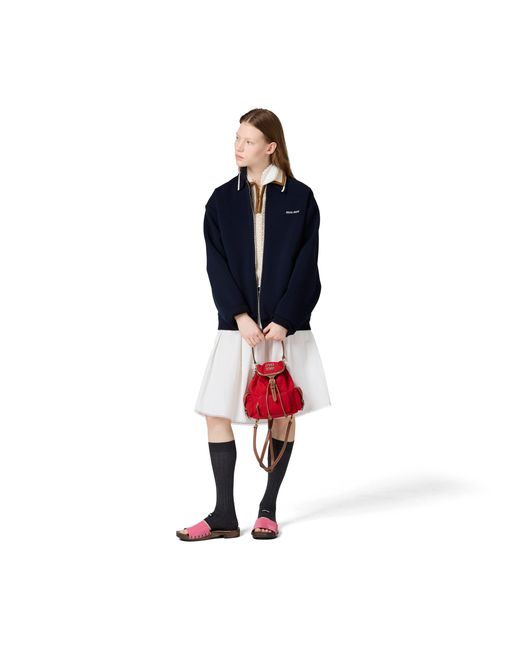 Miu Miu Red Canvas And Leather Backpack