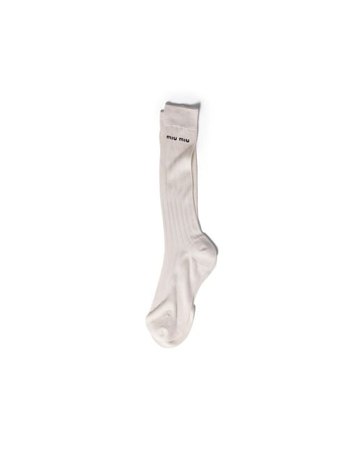 Miu Miu White Silk Socks