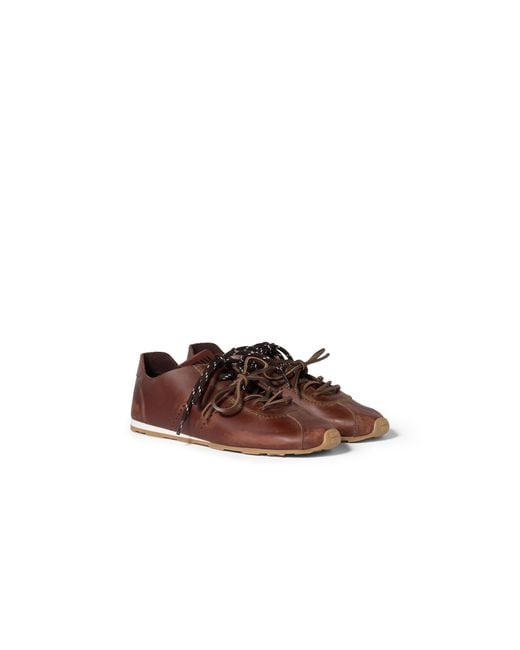 Miu Miu Brown Plume Leather Sneakers