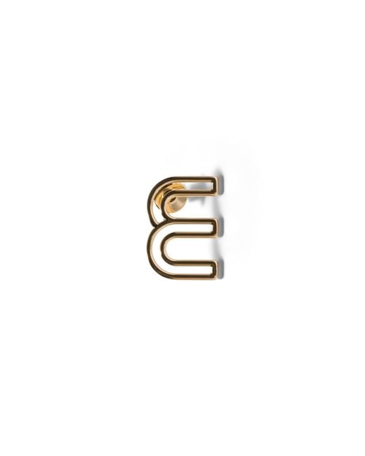 Miu Miu White Metal Logo Brooch