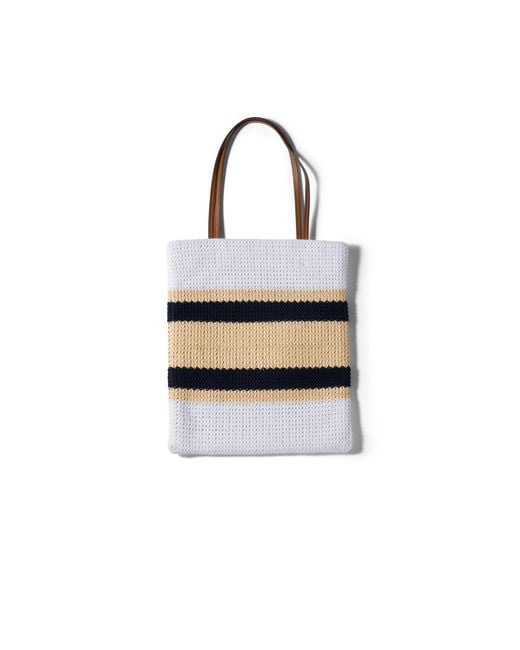 Miu Miu White Raffia-Effect Woven Tote Bag