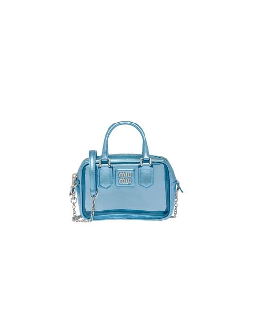 Miu Miu Blue Plexiglas And Nappa Leather Mini Top-handle Bag