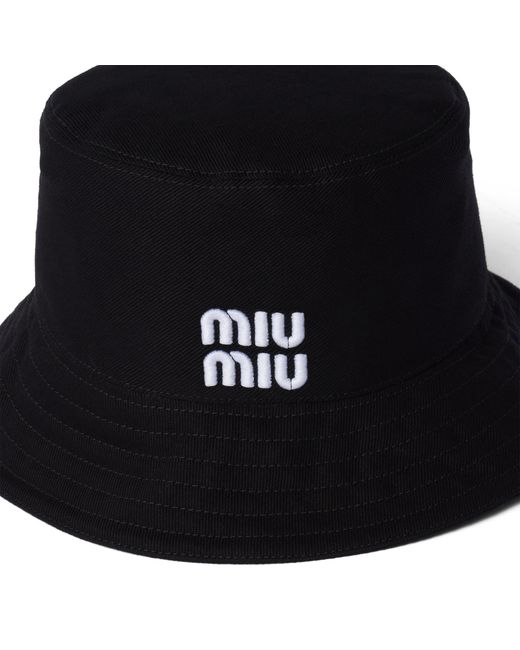 Miu Miu Black Drill Bucket Hat