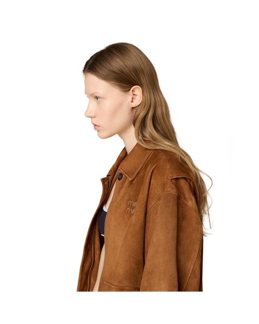 Miu Miu Brown Suede Blouson Jacket