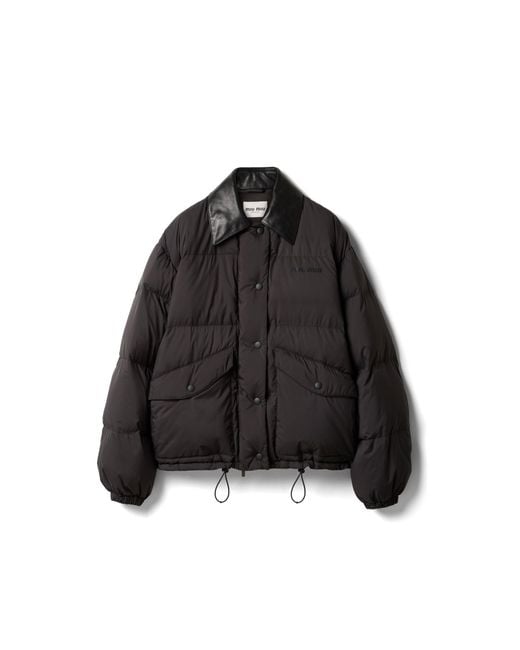 Miu Miu Black Technical Pongé Puffer Jacket
