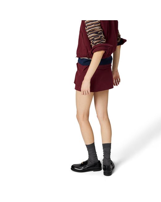 Miu Miu Red Washed Poplin Miniskirt