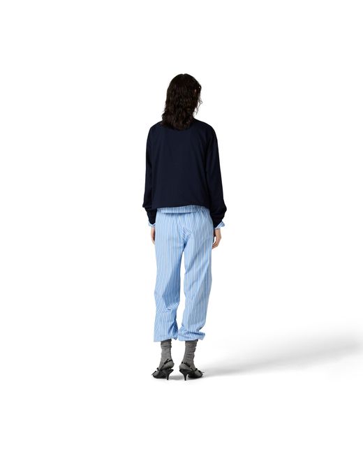 Miu Miu Blue Long-Sleeved Jersey T-Shirt