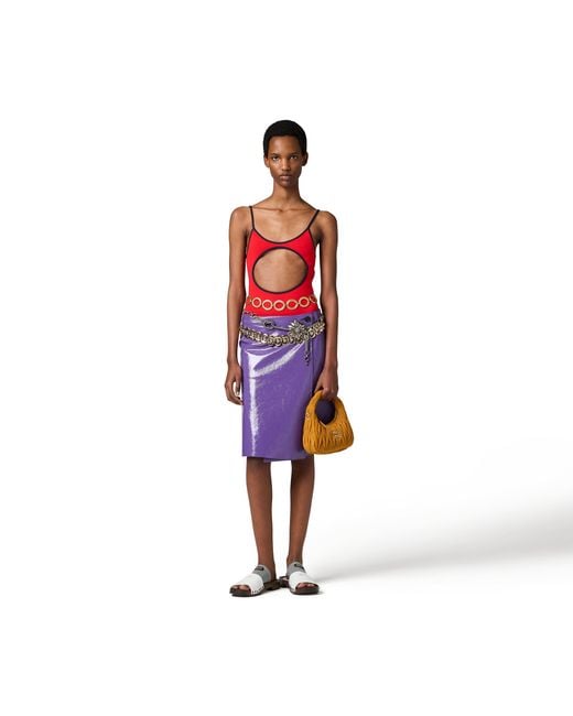 Miu Miu Red Technical Knit Swimsuit