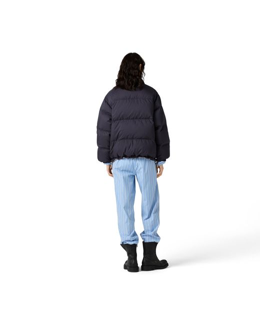 Miu Miu Blue Reversible Technical Pongé Down Jacket