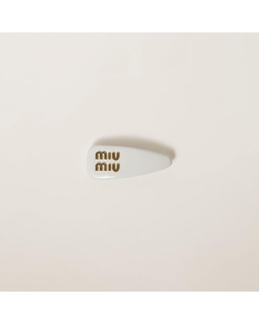 Miu Miu White Patent Leather Hair Clip
