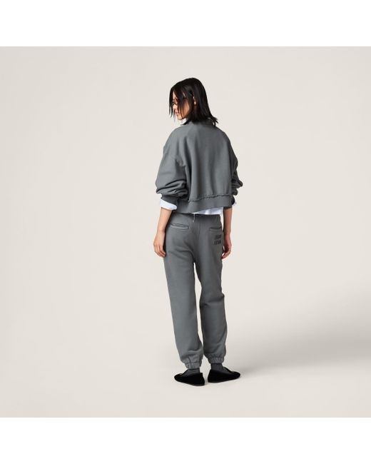 Miu Miu Gray Garment-Dyed Cotton Fleece Pants