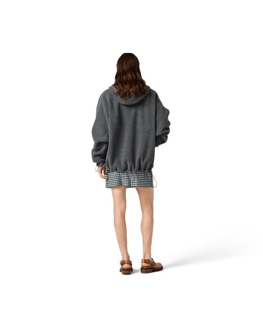 Miu Miu Gray Fleece Zippered Hoodie Jacket