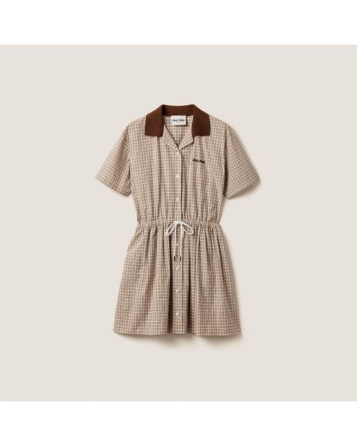 Miu Miu Natural Checked Mini Dress