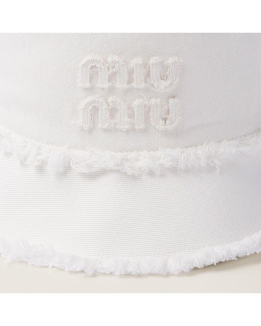 Miu Miu White Denim Bucket Hat