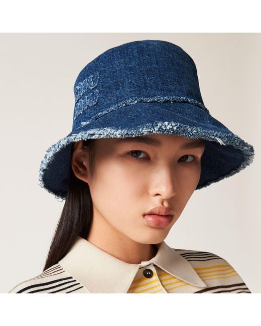Miu Miu Blue Denim Bucket Hat