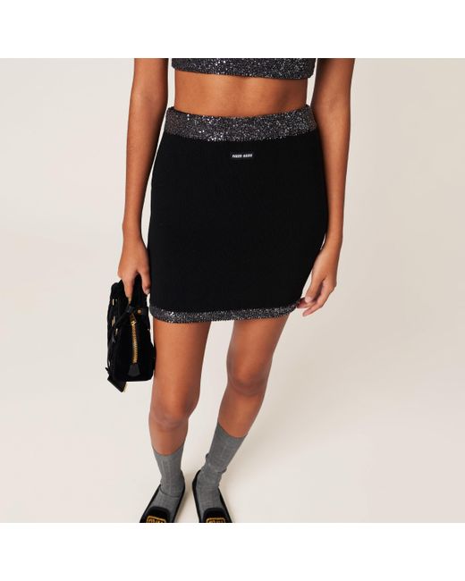 Miu Miu Black Cashmere Miniskirt