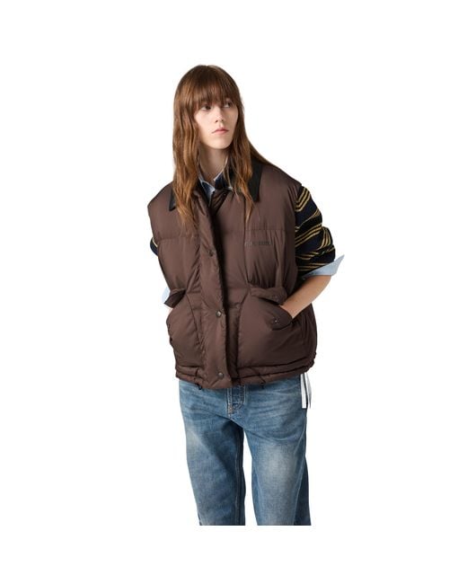 Miu Miu Brown Technical Pongé Down Vest