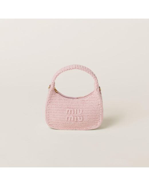 Miu Miu Pink Wander Crochet Hobo Bag