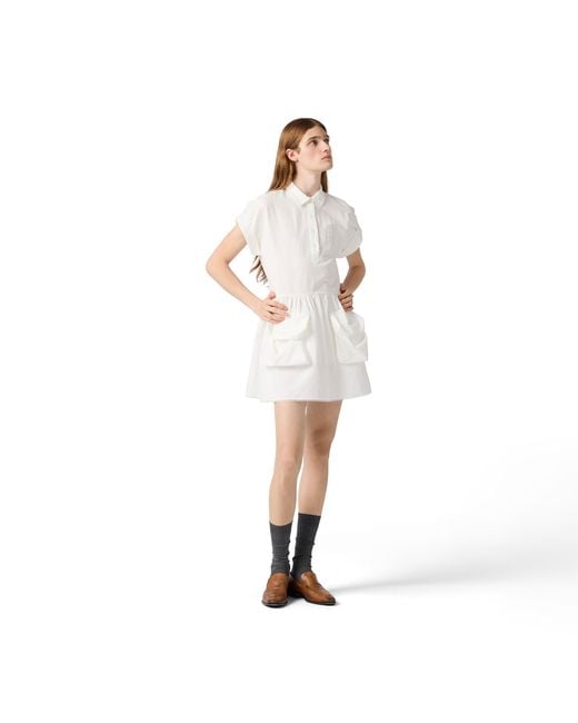 Miu Miu White Slubbed Poplin Dress
