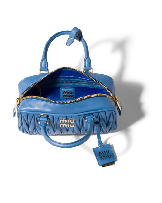 Miu Miu Blue Arcadie Matelassé Nappa Leather Bag