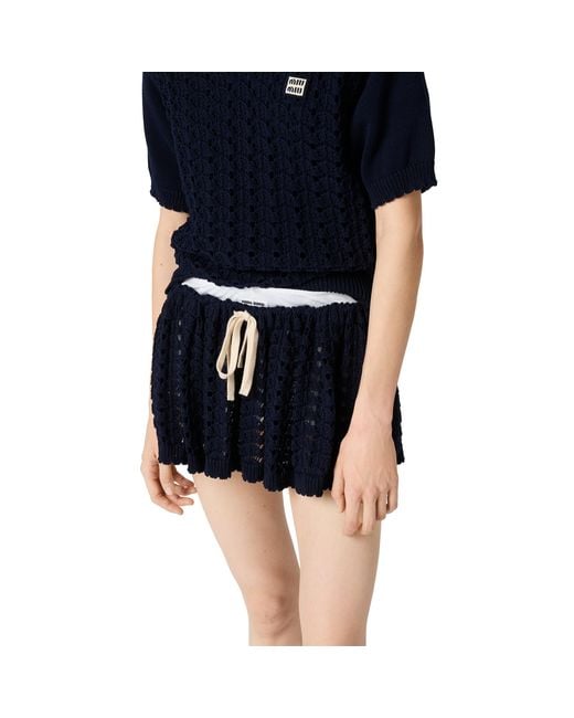 Miu Miu Blue Cotton Miniskirt