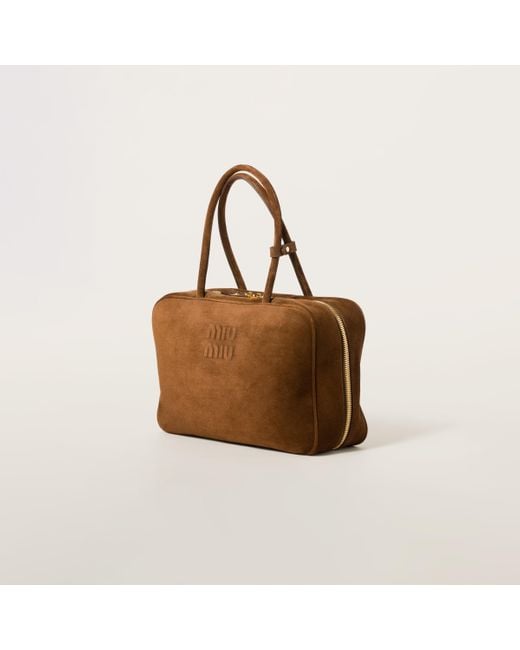Miu Miu Suede Beau Bag in Brown | Lyst