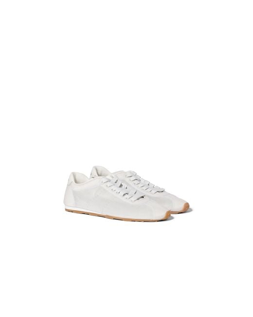 Miu Miu White Plume Mesh Fabric Sneakers