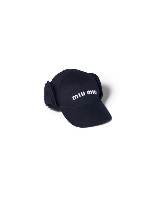Miu Miu Blue Drill And Fleece Cap