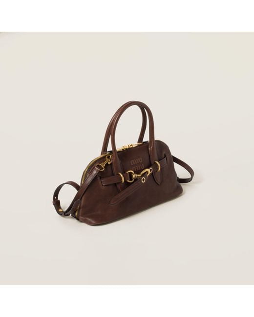 Miu Miu Brown Aventure Nappa Leather Top-Handle Bag