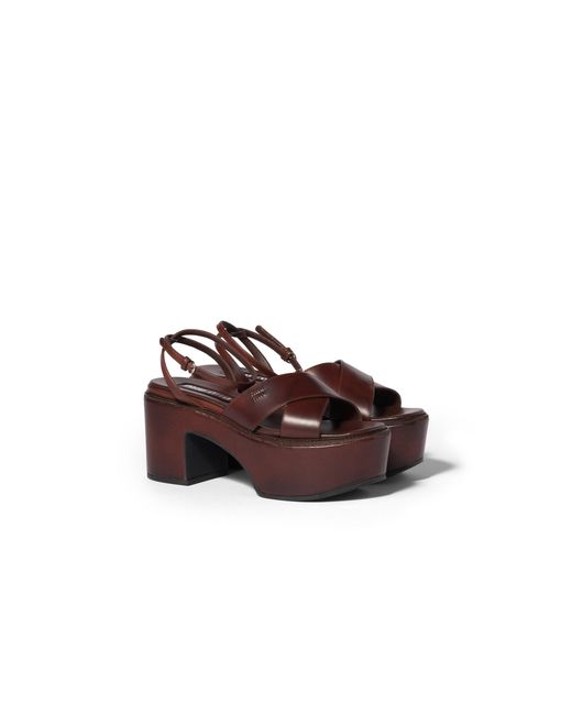 Miu Miu Brown Leather Platform Sandals