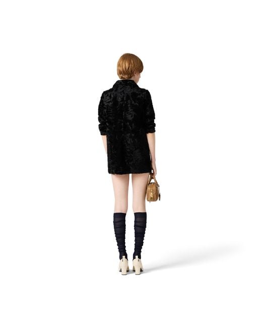 Miu Miu Black Chekiang Lambskin Coat
