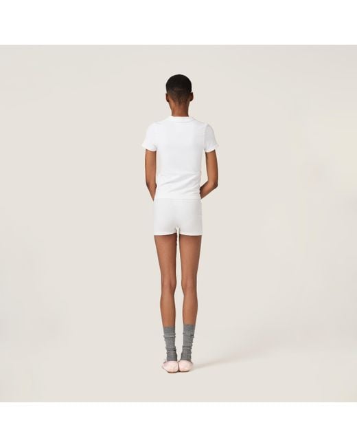 Miu Miu Seamless T-shirt 関税込 Tシャツ Miu Miu Seamless T-Shirt in White | Lyst