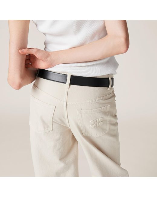 Miu Miu Natural Five-pocket Ecru Denim Jeans